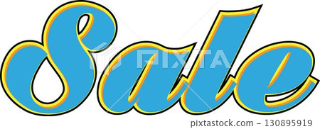 Bold blue retro style SALE text with yellow and black outline, ideal for promotional advertising and marketing design. Bold blue retro style SALE text with yellow and black outline, ideal for promotional advertising and marketing design. 130895919