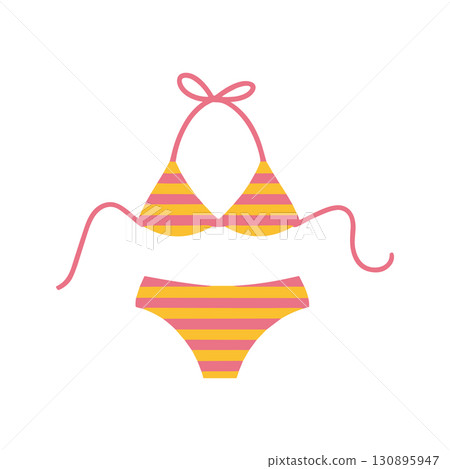 Pink and Yellow Striped Bikini swimwear swimsuit 130895947