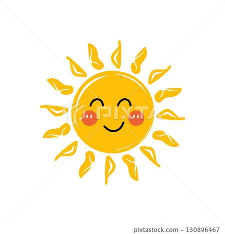 Happy Smiling Sun Illustration face cartoon 130896467