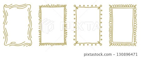 Set of Four Decorative Hand Drawn Golden Frames Set of Four Decorative Hand Drawn Golden Frames 130896471