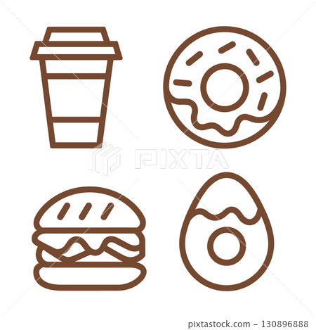 Fast Food Icons Coffee Donut Burger Egg coffee cup 130896888