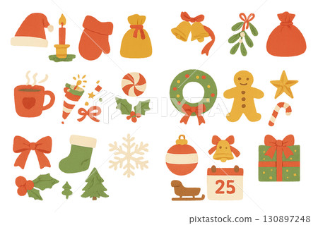 Christmas Material Collection: Santa and Presents Illustration Set 130897248