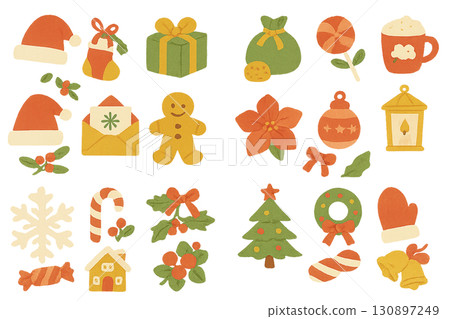 Christmas Material Collection: Santa and Presents Illustration Set 130897249