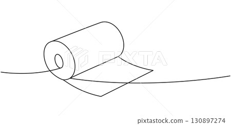 Tissue roll one line continuous drawing. Paper roll. Vector illustration 130897274