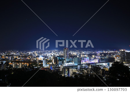 Night view from Mount Hanaoka, Hanaoka City, Kumamoto Prefecture Night view from Mount Hanaoka, Hanaoka City, Kumamoto Prefecture 130897703