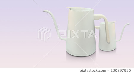 side view white electric kettle and side view small white electric kettle on purple background, technology, object, electric , copy space 130897930