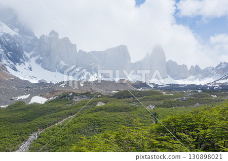 French Valley landscape, Torres del Paine, Chile 130898021