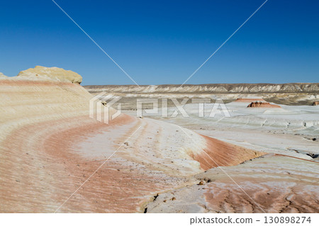 Kyzylkup rock strata landscape, Mangystau desert, Kazakhstan Kyzylkup rock strata landscape, Mangystau desert, Kazakhstan 130898274