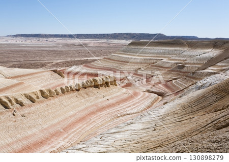 Kyzylkup plateau landscape, Mangystau desert. Rock strata formations Kyzylkup plateau landscape, Mangystau desert. Rock strata formations 130898279