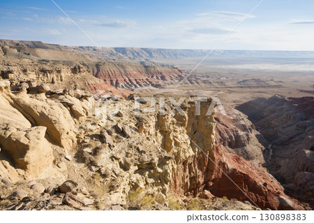 Mangystau region landscape, Kokesem area, Kazakhstan. Monument rock view 130898383