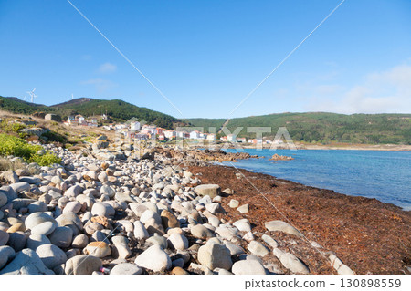 Camelle town view from the beach, Galicia, Spain 130898559