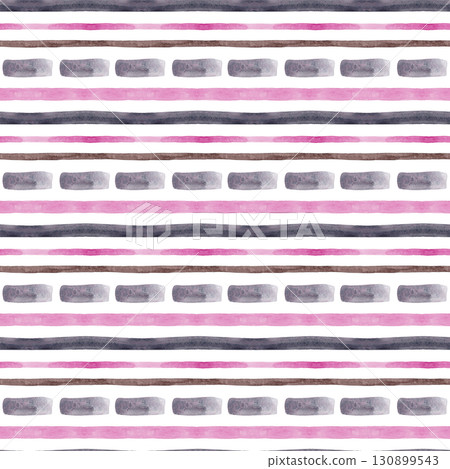 Seamless striped and dashed pattern. Gray and pink watercolor stripe. Simple and easy print on pillows, tablecloths and other fabrics. Modern style 130899543
