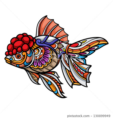 Colorful goldfish mandala arts isolated on white background Colorful goldfish mandala arts isolated on white background 130899949