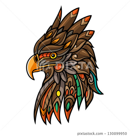 Colorful eagle head mandala arts isolated on white background 130899950