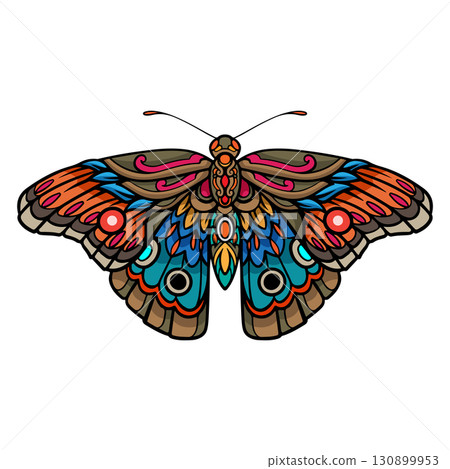 Colorful Moth head mandala arts isolated on white background Colorful Moth head mandala arts isolated on white background 130899953