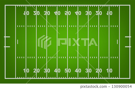 American Football Field Top View Vector Illustration with Yard Lines and Markings. Green Stadium Playground, Sport Arena Symbol for Match Poster, Championship Banner, Training Design American Football Field Top View Vector Illustration with Yard Lines and Markings. Green Stadium Playground, Sport Arena Symbol for Match Poster, Championship Banner, Training Design 130900054