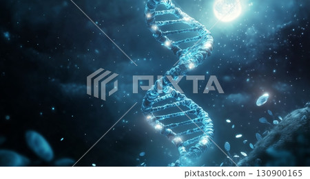 Exploring the Beauty of DNA Structure Illuminated by Moonlight in a Dark, Cosmic Setting 130900165