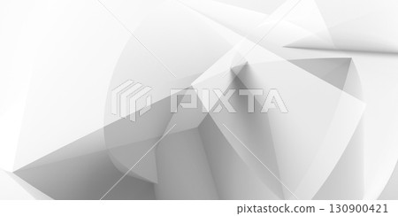 A modern visual featuring overlapping white geometric shapes, 3d render 130900421