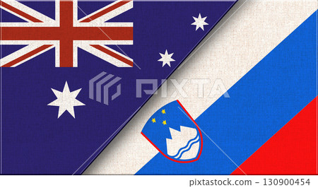 Flags of Australia and Slovenia. Australian and Slovenian National flags 130900454
