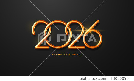 Happy New Year 2026 Greeting Card With Golden Metallic Numbers Happy New Year 2026 Greeting Card With Golden Metallic Numbers 130900501