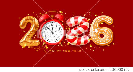 Happy New Year 2026 Greeting Banner Happy New Year 2026 Greeting Banner 130900502