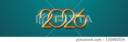 Happy New Year 2026 Greeting Long Banner Template 130900504