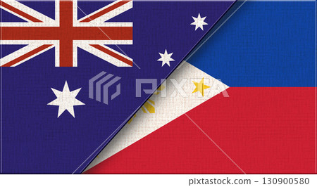 Flags of Australia and Philippines. Australian and Filipino National flags 130900580