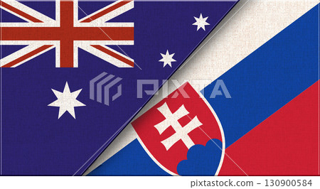 Flags of Australia and Slovakia. Australian and Slovak National flags on Fabric 130900584