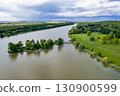 Aerial drone view over tranquil Boating lake in Nagykanizsa, Hungary. 130900599