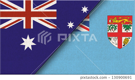 Double Flag of Australia and Fiji. Australian and Fijian National flags 130900691