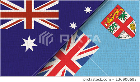 Double Flag of Australia and Fiji. Australian and Fijian National flags 130900692