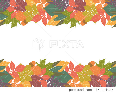 Fall leaves vector background with acorns. Flat autumn leaves on a white background. Natural vector decor for fabric, wallpaper Fall leaves vector background with acorns. Flat autumn leaves on a white background. Natural vector decor for fabric, wallpaper 130901087