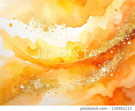 Abstract orange and gold watercolor background 130901213
