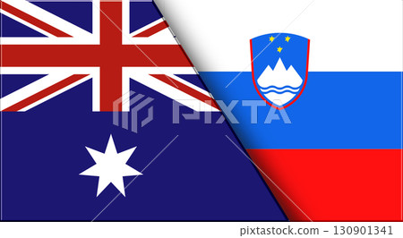 Flags of Australia and Slovenia. Australian and Slovenian National flags 130901341