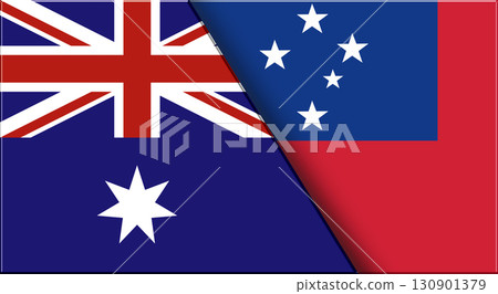 Flags of Australia and Samoa. 3D illustration. and Western Samoa National flags Flags of Australia and Samoa. 3D illustration. and Western Samoa National flags 130901379