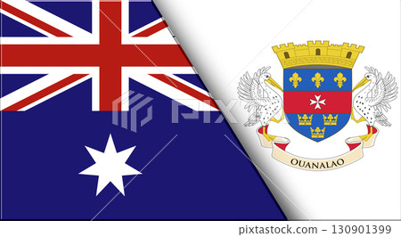 Flags of Australia and Saint Barthelemy. 3D illustration. National flags Flags of Australia and Saint Barthelemy. 3D illustration. National flags 130901399