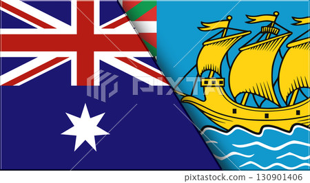 Flags of Australia and Saint Pierre and Miquelon. National flags on Fabric Flags of Australia and Saint Pierre and Miquelon. National flags on Fabric 130901406