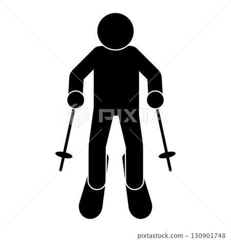 Silhouette of a person skiing, front view 130901748