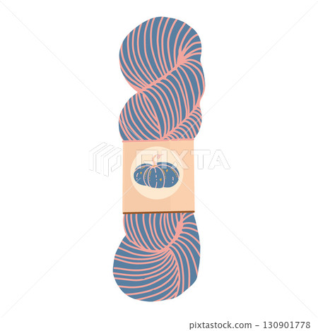 Skein of blue and pink yarn. Ball of wool for knitting. Tools and equipment for knitting, needlework. Handicrafts, hobby at home. Cartoon vector. Vector autumn and winter flat illustration. Skein of blue and pink yarn. Ball of wool for knitting. Tools and equipment for knitting, needlework. Handicrafts, hobby at home. Cartoon vector. Vector autumn and winter flat illustration. 130901778