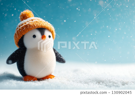 戴著帽子站在雪地裡的企鵝 | 充滿冬日可愛氣息的療癒系角色 130902045