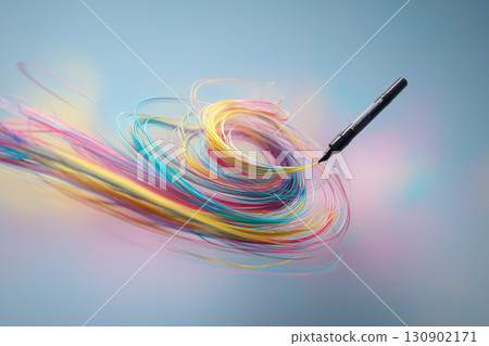 Creative colors overflowing from markers | Dynamic and pop ink art Creative colors overflowing from markers | Dynamic and pop ink art 130902171