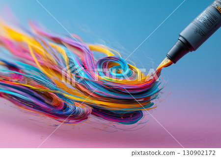 Creative colors overflowing from markers | Dynamic and pop ink art 130902172