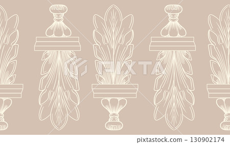 Seamless wallpaper pattern hand drawing baroque ornament 130902174