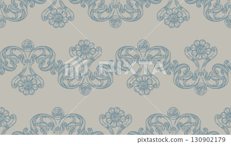 Seamless pattern hand drawing trendy baroque ornament vector 130902179