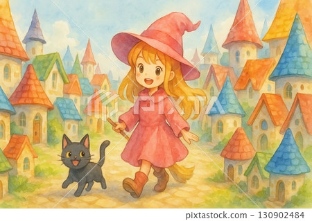 魔法少女與黑貓在小鎮中漫步 130902484