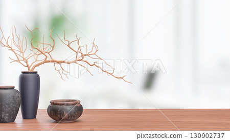 The Black terracotta Decor Japanese style for Background concept 3d Rendering. The Black terracotta Decor Japanese style for Background concept 3d Rendering. 130902737