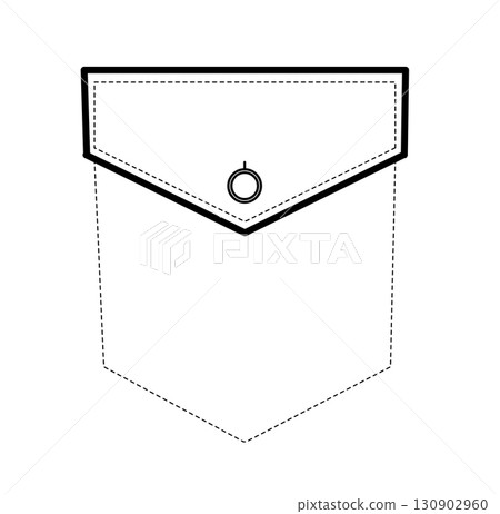 Inner Angled with Flap Jeans Pocket technical fashion illustration. Flat apparel template front view. Women, men 130902960