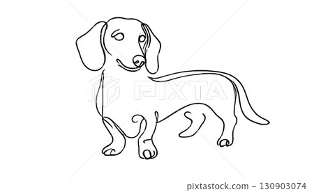 Simple art of a dachshund drawn in one stroke Simple art of a dachshund drawn in one stroke 130903074