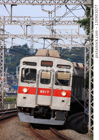 Tokyu 8500 series train roaring along the Tokyu Denentoshi Line, photographed on October 7, 2010 Tokyu 8500 series train roaring along the Tokyu Denentoshi Line, photographed on October 7, 2010 130903077