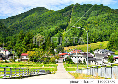 View of Kashimayari Ski Resort from near Yanaba Station (Omachi City, Nagano Prefecture) [September 2025] 130903229
